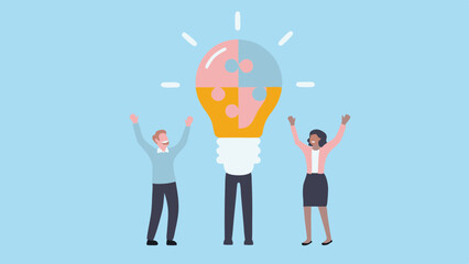 Teamwork and Collaboration Concept with People Celebrating a New Idea