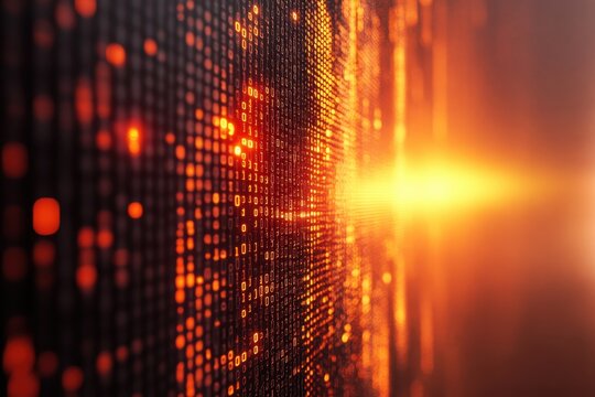 Digital code with vibrant colors and shallow depth of field illustrates modern technology in a dynamic way, Digital code with shallow depth of field Seamless 3D Render