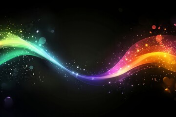 A black background with bright colored light beams, web design.