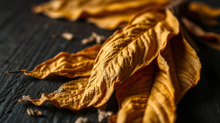 Close-up of dried tobacco leaves