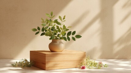 Elegant Minimalist Vase Arrangement on Wooden Display