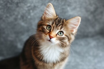 Fototapeta premium Cute Kitten Portrait Against a Gray Background