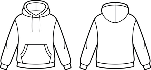 Comfortable Men's Pullover Hoodie with a Kangaroo Pocket and Drawstring Hood, a Classic Casual Apparel Vector Illustration