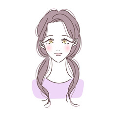 シンプルできれいなツインテール女性のベクターイラスト