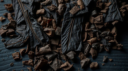 Close-up of dried tobacco leaves