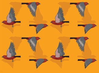 Red Crossbill Flying Bird Cartoon Character Seamless Wallpaper Background