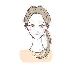 シンプルできれいな下サイドテール女性のベクターイラスト