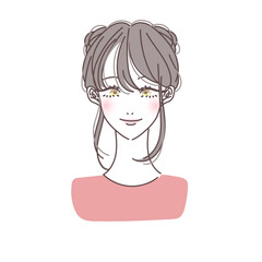 シンプルできれいなツインお団子女性のベクターイラスト