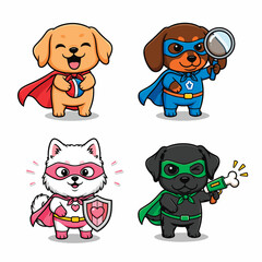 Fototapeta premium Four Adorable Superhero Dogs Ready for Action and Adventure