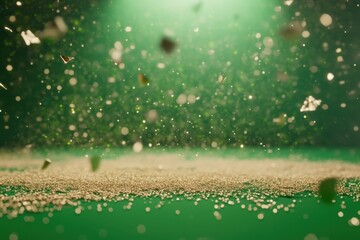 Bokeh random particles creating a luminous effect on bright green background, Bokeh Random, Particles With Bokeh On Green Screen