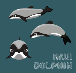 Maui Dolphin Cartoon Vector Illustration