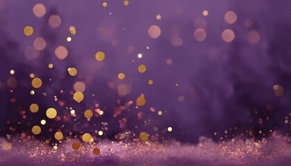 Golden Glitter Particles on Purple Background