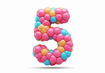 Cute Bubble Number Five in Pastel Tones