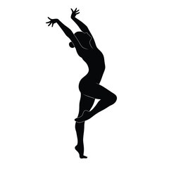 Gymnast in Floor Routine Pose Silhouette Vector