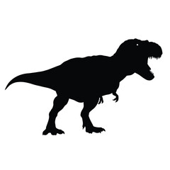 Tyrannosaurus Rex Roaring Silhouette Vector – Fierce Dinosaur, Prehistoric Predator, Jurassic Rampage Art