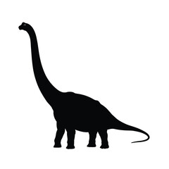 Brontosaurus Long Neck Dinosaur Silhouette Vector – Prehistoric Wildlife, Jurassic Era, Paleontology Art