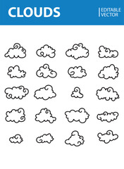 Clouds line art icon. Storage solution element, databases, networking, software image, cloud and meteorology concept. Vector line art illustration isolated on white background
