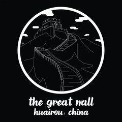 Circle Icon The Great Wall. Vector illustration
