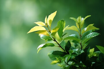 Obraz premium Closeup of Fresh Green Leaves in Sunlight