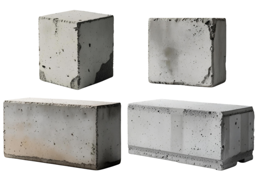 白背景にコンクリートブロックのセット