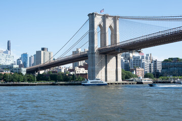 scenic Bridges Between Manhattan and Brooklyn at Sunrise