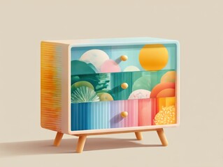 Colorful cabinet with nature-inspired design
