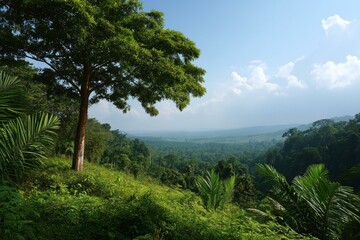 Obraz premium Vast Rainforest View from a Hilltop