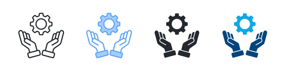 Service Icon Set Multiple Style. Designed In Outline, Blue, Glyph, Dual Tone