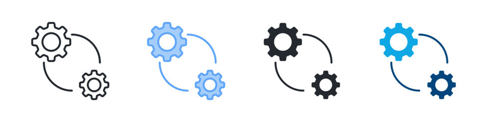 Process Icon Set Multiple Style. Designed In Outline, Blue, Glyph, Dual Tone