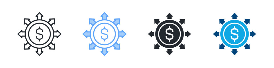 Diversification Icon Set Multiple Style. Designed In Outline, Blue, Glyph, Dual Tone