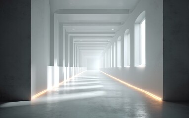 Obraz premium Modern Empty Corridor with Light Beams
