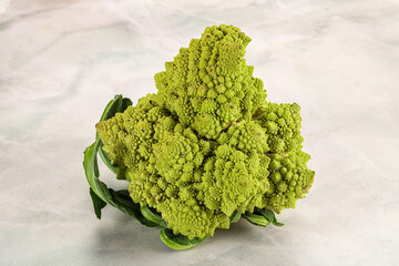 Green raw fresh ripe Romanesco cabbage