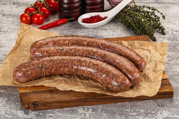 Raw beef and lamb sausages