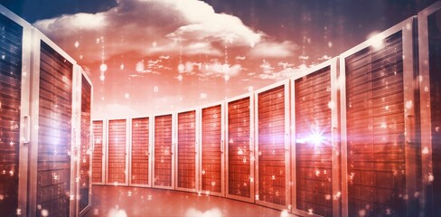 Digital composite of red network server