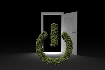 Logout icon of topiary at doorway
