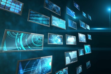 Screen collage showing computing images