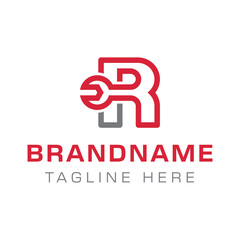 Letter R Wrench Logo, ideal for automotive, repair, or engineering industries