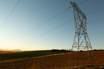The evening electricity pylon silhouette