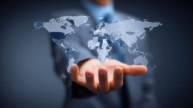 Global map displayed in a hand.