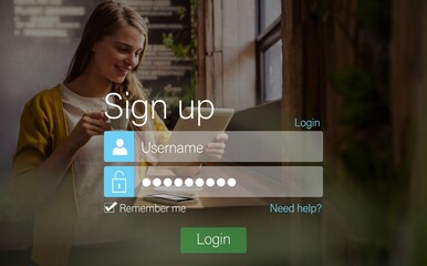signup screen with blonde girl and pad