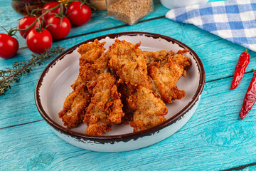 Golden crispy fried chicken strips
