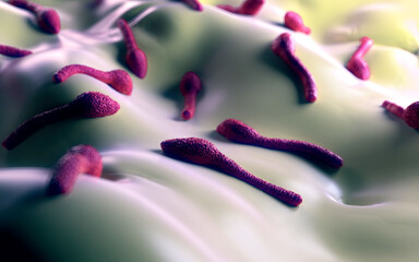 3d rendering - clostridium tetani bacterium 