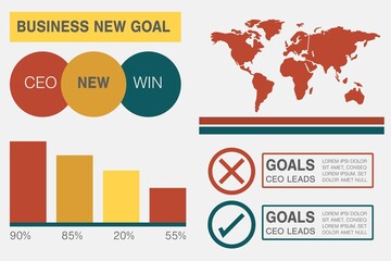 Digital composite image of business presentation with charts and text