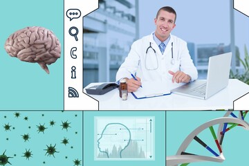 uniformed doctor analyzing the brain