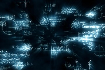 Digitally composite image of mathematical equations with diagram