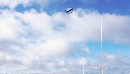 Rugby ball flying between posts © vectorfusionart