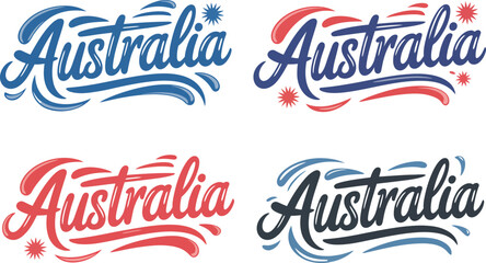 Fototapeta premium Australia smooth bold brush typography vector in flag colors for australian national day or tourism poster 