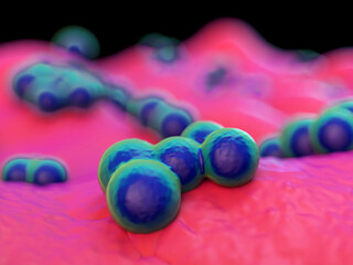 MRSA Bacteria Cluster - 3D Microscopic Render