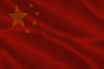 Close-up of waving Chinese flag