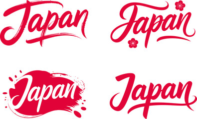 Japan red modern brush script vector design with cultural splash accent for souvenir or festival sticker  